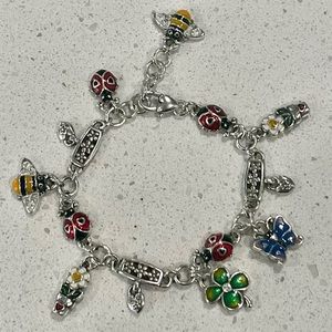 Retired RARE Brighton Love Bug Bracelet Bees, Clover and Flowers in Original Tin